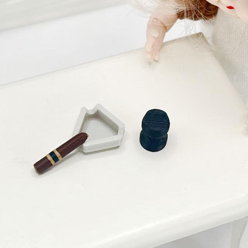 Vape Decoration - 1 セットミニタバコ飾りごっこ遊びおもちゃ 1/12 ドールハウスシミュレーション葉巻灰皿キットモデルドールハウス装飾アクセサリー