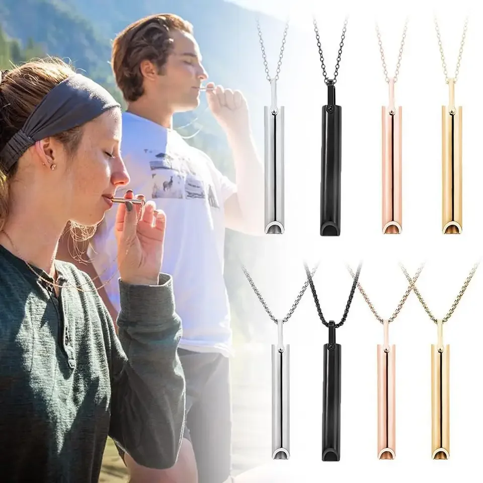 Vaping Goods - ステンレス鋼ホイッスルネックレス不安軽減抗ベイプマインドフルネスツール禁煙ストレス軽減呼吸補助