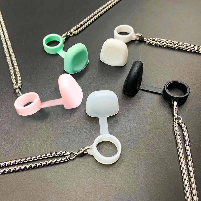 Vape Ring - ユニバーサルステンレス鋼電子タバコダストキャップ、メタルネックレスチェーン、シリコン滑り止め保護リング、1個