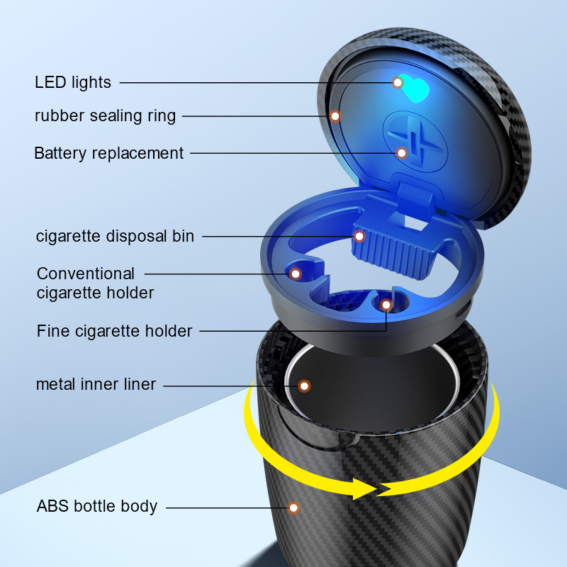 ワンクリックで開く車用灰皿、LEDアンビエントライト付き、汎 - Vape Decoration のレビューと価格