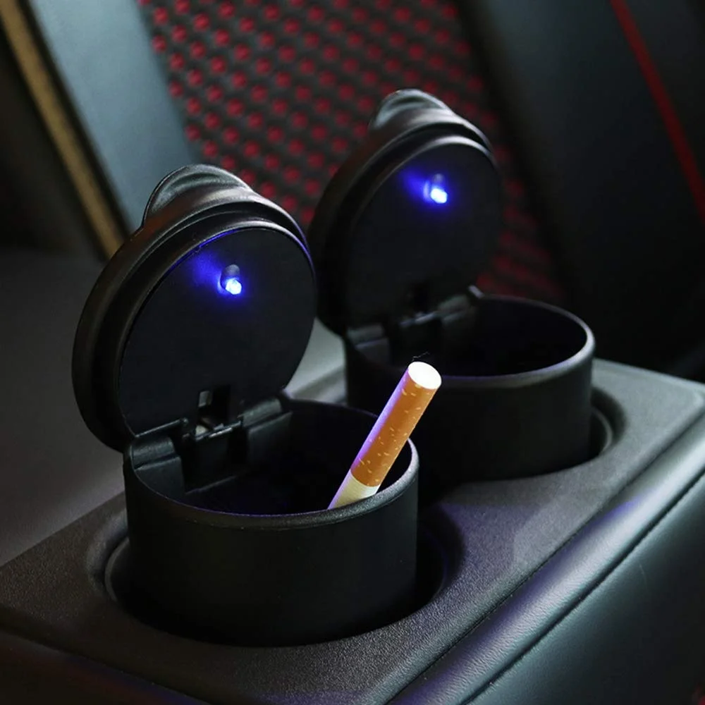 ポータブル車 LED 灰皿ユニバーサル自動灰皿タバコ灰ホルダ - Vape Decoration のレビューと価格